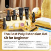 Picture of Beetles Poly Nail Extension Gel Kit with UV Lamp, 2 Neutral Colors Black Pink Nude UV Building Gel Manicure Set with 4 Jars Glitter Chrome Nail Powder Top Base Coat Easy DIY Nail Art Design Home