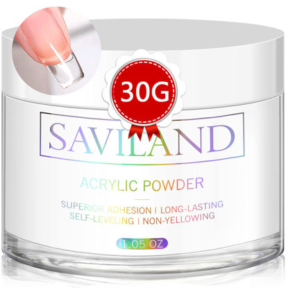 Picture of Saviland Clear Acrylic Powder - 30g Professional Acrylic Nail Powder for Acrylic Nails Extension, 3D Nail Art Polymer Powder, No Need Nail Lamp