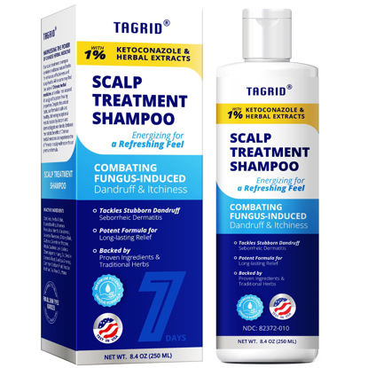 Picture of TAGRID Scalp Treatment Antifungal Shampoo - Most Potent Shampoo, 1% Ketoconazole Formula Scalp Treatment - Itchy Scalp Relief, Seborrheic Dermatitis, Folliculitis Treatment, Psoriasis Shampoo - 8.4oz