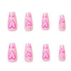 Picture of DANMANR Long Press on Nails Square French Fake Nails Full Cover Nude Acrylic False Nails for Women and Girls 24PCS (Pink Coffin)