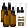 Picture of GIVAMEIHF Amber Spray Bottles about 4oz Amber Small Empty Glass Spray Bottle Fine Mist Spray Refillable Containers, Set of 4, Included 6 Sprinkler, 2 Funnels,1 Droppers, 8 Labels