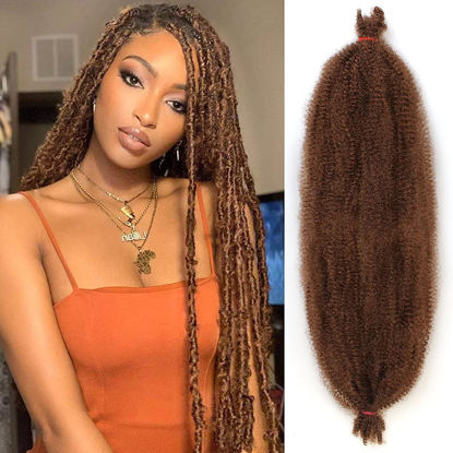 Picture of 24 Inch Soft Springy Afro Twist Hair 8 Packs Pre-Separated Long Spring Twsit For Soft Faux Locs Honey Brown Marley Twist Crochet Braiding Synthetic Hair Extension For Women(8 Strands/Pack 30#)