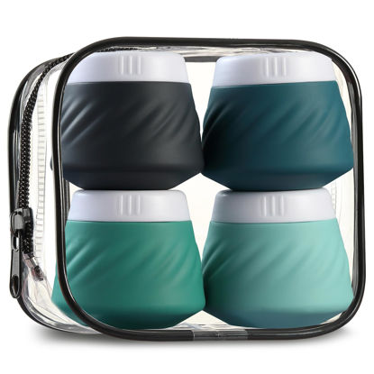 Picture of Gemice Travel Containers for Toiletries, Silicone Cream Jars TSA Approved Travel Size Containers with Clear Bag, Leak-proof Travel Accessories with Lid for Cosmetic Face Body Hand Cream (4 Pack)