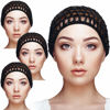 Picture of Geyoga 4 Pieces Mesh Crochet Hair Net Rayon Knit Snood Hat Thick Short Women Hairnet Snoods Cover Ornament for Sleeping (Black)