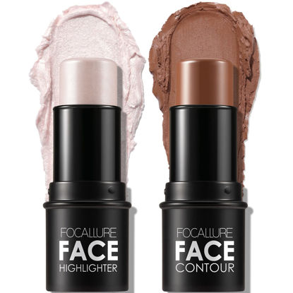 Picture of FOCALLURE 2 Pcs Contour Foundation Stick, Highlighter & Bronzer Pen, Face Brightens & Shades Pencil, Highlighting Shade Longwear Makeup, Highlight Bronzer Shaping Trimming Stick,Universal