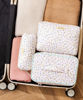 Picture of HBselect Quilted Makeup Bag, 3PCS Cotton Large Travel Makeup Bag, Cute Floral Coquette Make up Bag Cosmetic Bag Toiletry Bag for Women Girls