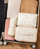 Picture of HBselect Quilted Makeup Bag, 3PCS Cotton Large Travel Makeup Bag, Cute Floral Coquette Make up Bag Cosmetic Bag Toiletry Bag for Women Girls
