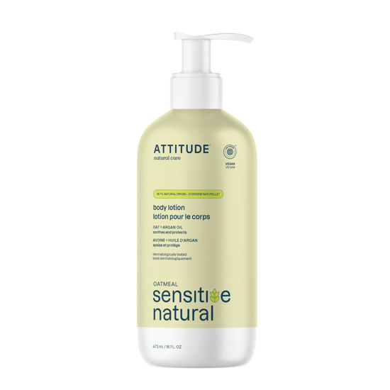 Picture of ATTITUDE Body Lotion for Sensitive Skin with Oat, EWG Verified, Dermatologically Tested, Vegan, Argan Oil, 16 Fl Oz