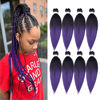 Picture of Pre Stretched Braiding Hair, 20 inch Braiding Hair, 8 Packs Soft Yaki Texture,No Itch, Hot Water Setting Synthetic Hair Extensions for Braids (20in,1B/Purple)