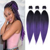 Picture of Purple Braiding Hair Pre Stretched 14 inch 3 Packs Kids Braiding Hair Soft Yaki Texture,No Itch, Hot Water Setting Synthetic Hair Extensions for Braids (14in,1B/Purple)