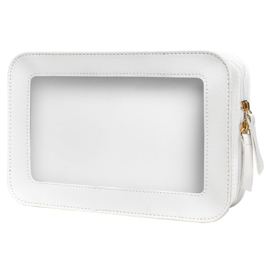 Picture of LETGO Clear Makeup Bags, TSA Approved Toiletry Bag with Zipper, Clear Makeup Organizer Fit Carry-on Travel Essentials,Clear Cosmetic Bags for Women Men (C-Beige)