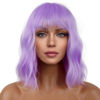 Picture of LANCAINI Short Bob Wigs with Bangs for Women Loose Wavy Wig Curly Wavy Shoulder Length Bob Synthetic Cosplay Wig for Girl Colorful Costume Wigs (Purple)