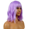 Picture of LANCAINI Short Bob Wigs with Bangs for Women Loose Wavy Wig Curly Wavy Shoulder Length Bob Synthetic Cosplay Wig for Girl Colorful Costume Wigs (Purple)
