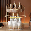 Picture of YCIA&DONE 360 Rotating Makeup Organizer and Storage for Vanity Countertop 2 Tiers, High Capacity Cosmetic Skincare Perfume Organizer for Dresser Bathroom Lazy Susan Organizer(Amber Gold)