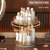 Picture of YCIA&DONE 360 Rotating Makeup Organizer and Storage for Vanity Countertop 2 Tiers, High Capacity Cosmetic Skincare Perfume Organizer for Dresser Bathroom Lazy Susan Organizer(Amber Gold)