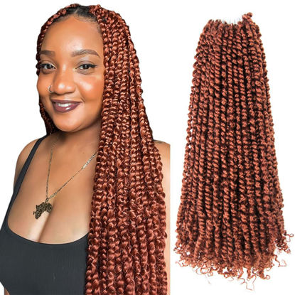 Picture of The BOHOBABE Pre-twisted Passion Twist Crochet Hair 24 Inch Pre-looped Long Crochet Passion Twist Braiding Hair 8 Packs Soft Bohemian Twists (350#)