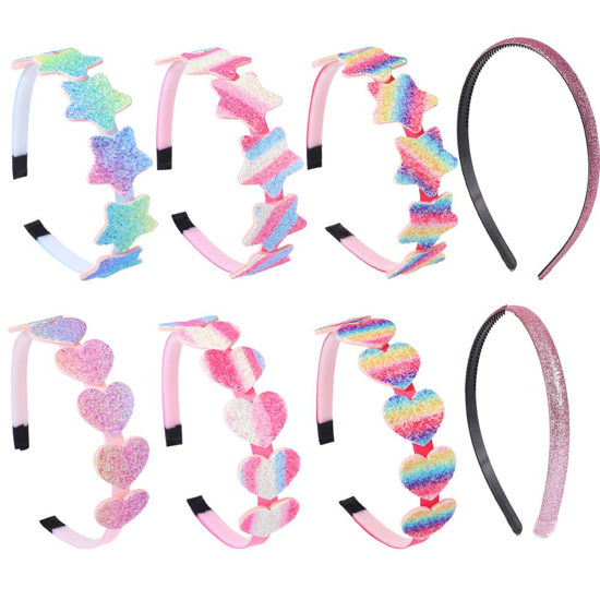 Picture of Lizioo Girls Headbands Glitter Kids Headbands Bow/Heart/Star Headbands Sweet Hairband For Toddler/Girls/Teens
