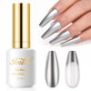 Picture of Imtiti Chrome Gel Nail Polish, 15ML Silver Metallic Gel Nail Polish Metal Mirror Effect Chrome Gel Polish Soak off UV LED DIY Nail Art Salon Manicure