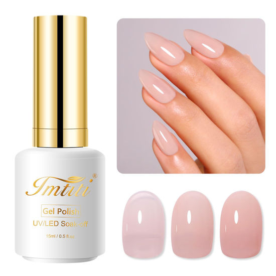 Picture of Imtiti Jelly Gel Nail Polish, 0.5 Fl Oz Nude Natural Sheer Jelly Gel Polish Soak Off LED UV Nail Gel Polish Translucent Gel Nail Polish DIY Nail Art Starter Manicure Salon Gel Nail Kit