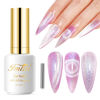 Picture of Imtiti Cat Eye Gel Nail Polish, 15ML Pink Holographic Glitter Cat Eye Gel Polish with Magnet UV LED Magnetic Gel Nail Polish Crystal Galaxy Sparkly Home DIY Manicure Nail Salon Kit