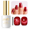 Picture of Imtiti Cat Eye Gel Nail Polish, 15ml Blood Red Crystal Glitter Cat Eye Gel Polish With Magnet Magnetic Gel Nail Polish Holographic Galaxy Sparkly Soak Off UV Led Manicure Nail Salon Kit