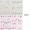 Picture of 5D Flowers Nail Art Stickers 4 Sheets Pink Flowers Geometric Lines Decor Acrylic Embossed Sliders Gold Strips Nail Decals Acrylic Flowers Nails Charms Cherry Blossom Manicure Accessories