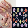Picture of Fcozpjk Flower Nail Stickers 5D Embossed Lily Flower Stickers for Nails Hibiscus Self Adhesive Floral Nail Decals Gold Flower Nail Charms Vacation Nail Design Pegatinas para Uñas 4 Sheet