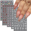 Picture of Fcozpjk 5D Embossed Bow Nail Stickers, 5 Sheets Self-Adhesive Pink White Ribbons Nail Decals, Valentines' Day Nail Art, Heart Nail Charms, Cute Cartoon Pop Art Stickers, Pegatinas para Uñas