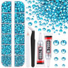 Picture of 6100Pcs Resin Rhinestones for Crafting with 2Pcs 10ml B7000 Jewelry Glue, 1 Box Flatback Crystals Diomand (Indicolite) for Bedazzling Crafts DIY Nail Art Makeup，Non Hotfix Gems for Clothing Shoes