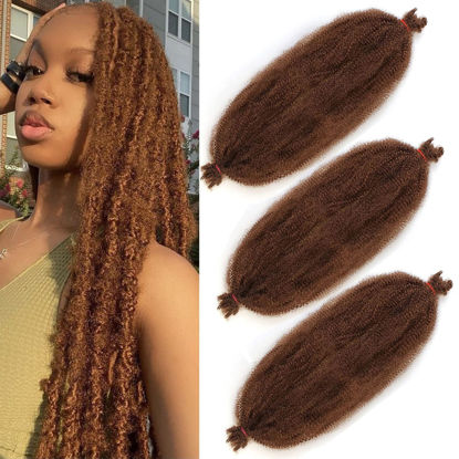 Picture of 3 Packs Pre-Separated Springy Afro Twist Hair 24 Inch Pre Fluffed Spring Twist For Distressed Soft Locs Honey Brown Afro Twist Hair Natural Marley Twist Braiding Hair Extensions (24 Inch 3Pcs, 30#)