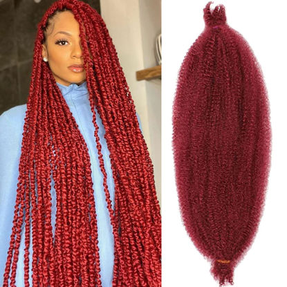 Picture of 8 Packs Pre-Separated Springy Afro Twist Hair For Distressed Soft Locs 30 Inch Long Wine Red Spring Twist Hair For Women Synthetic Marley Twist Crochet Braids Hair Extension (8 Strands/Pack,BUG#)