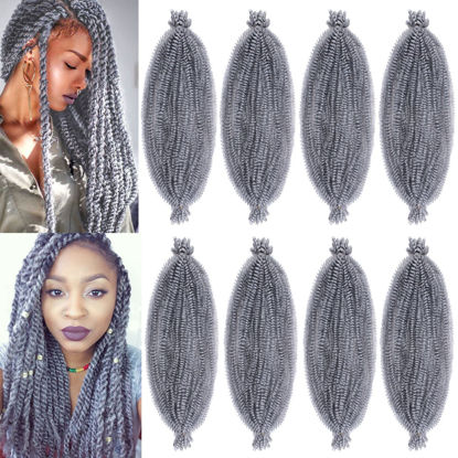 Picture of 24 Inch Soft Springy Afro Twsit hair 8 Packs Pre-Separated Spring Twist Hair For Distressed Locs Marley Twist Crochet Braiding Hair Synthetic Hair Extension For Black Women (8 Strands/Pack,grey#)