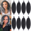 Picture of 8 Packs Pre Separated Springy Afro Twist Hair 16 Inch Spring Twist Hair for Faux Locs Crochet Hair Pre Fluffed Marley Twist Crochet Braiding Hair Synthetic Extensions (8 Strands/Pack,TGREY)