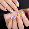 Picture of Valentines Press on Nails Short Almond Fake Nails with Heart Lines Designs Glossy False Nails Press ons Short Valentine's Day Glue on Nails Graffiti Stick on Nails for Women Girls 24 Pcs