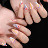 Picture of Valentines Press on Nails Short Almond Fake Nails with Heart Lines Designs Glossy False Nails Press ons Short Valentine's Day Glue on Nails Graffiti Stick on Nails for Women Girls 24 Pcs