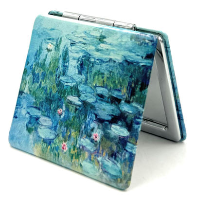 Picture of Aeisage Small Handbag Mirror Monet Compact Mirror for Girls Purse Mirror Folding Pu Leather Mirror Water Lilies Travel Mirror Compact Unique Gift for Sister