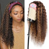Picture of Aiterina 18inch Highlight Ombre Headband Wig Deep Wave Human Hair Wigs None Lace Front Machine Machine Made Colored Wig Natural Hairline Half Wigs for Black Women 150% Density Human Hair Wigs