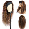 Picture of Aiterina 18inch Highlight Ombre Headband Wig Deep Wave Human Hair Wigs None Lace Front Machine Machine Made Colored Wig Natural Hairline Half Wigs for Black Women 150% Density Human Hair Wigs