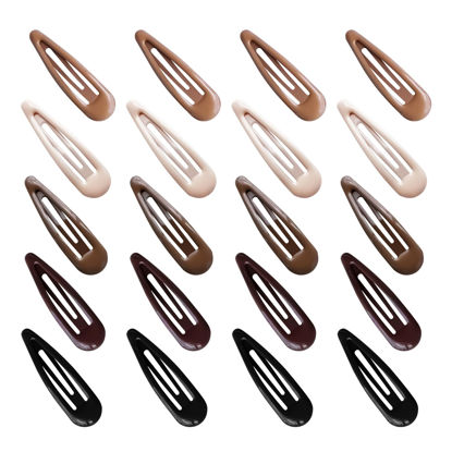 Picture of Cptots 20 PCS Metal Snap Hair Clips Water Drop No Slip Hair Barrettes for Women Small Hair Clips For Thick And Thin Fine Hair,Black Beige Gradient Brown,1.97 x 0.5 In.