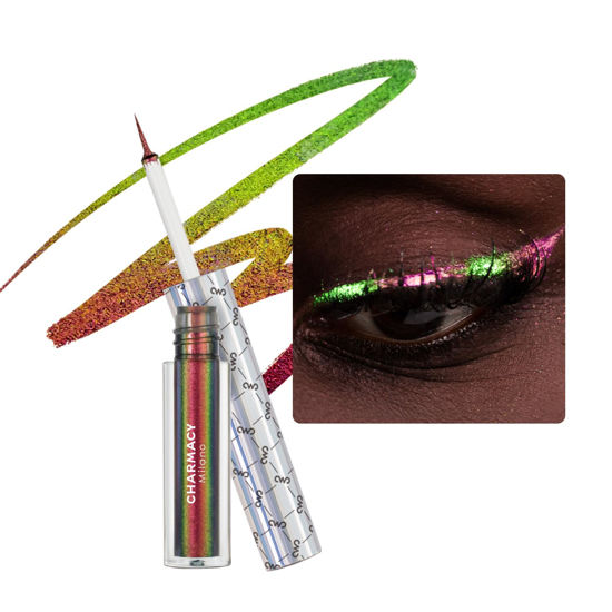 Picture of Chameleon Glitter Liquid Eyeliner, Highly Pigmented Intense Color Shifting, Waterproof Eyeliner Metallic Multi-Reflective Finish, Longwearing, Smudge-proof, Ultra-Fine Tip, PINK GOLD GREEN 902