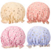 Picture of 4 Pcs Shower Caps Hat for Women and Girl, Reusable Waterproof Bath Cap Double Waterproof Layers Bird and Heart Pattern