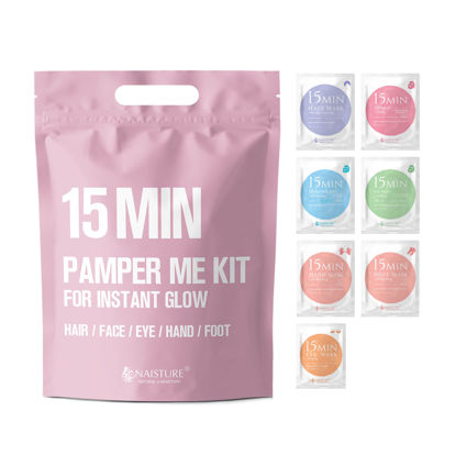 Picture of Spa Kit for Women-Korean Skincare Set Includes home spa essentials like a hair mask, hand and foot masks, eye mask, facial masks. Pamper yourself with 15 MIN PAMPER ME KIT by [NAISTURE]
