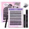 Picture of GAQQI Lash Clusters Kit, DIY Lash Extension Kit 120PCS Cluster Lashes C Curl, Wispy Eyelash Clusters 10-16MM with Lash Bond and Seal,Lash Remover and Lash Applicator (GQ19-KIT)