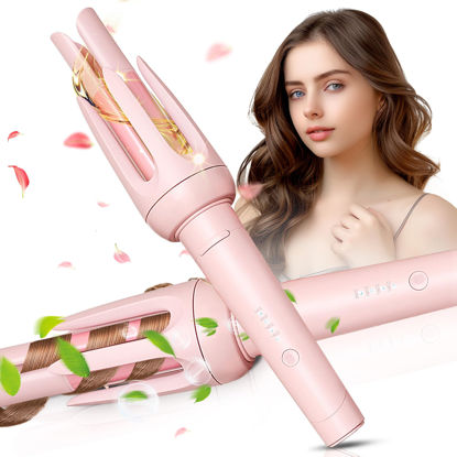 Picture of Auto Hair Curler, Automatic Curling Iron with 4 Temperature & 3 Timer, Automatic Shut-Off, Anti-Scald, Anti-Tangle Rotating Curling Wand for Hair Styling, Pink