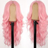 Picture of AISI HAIR Pink Wig for Women, Long Wavy Pink Lace Hairline Wig, 26 Inch Middle Part Synthetic Wig for Daily Party