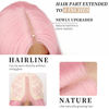 Picture of AISI HAIR Pink Wig for Women, Long Wavy Pink Lace Hairline Wig, 26 Inch Middle Part Synthetic Wig for Daily Party