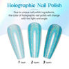 Picture of MIZHSE Holographic Nail Polish, Pink Glitter Nail Polish Air Dry Fast, 15ml/0.5 fl oz High Glossy Shiny Shimmer Nail Pigment Laser Oil-based Nail Polish Chrome Halo Nail Art Salon Manicure at Home