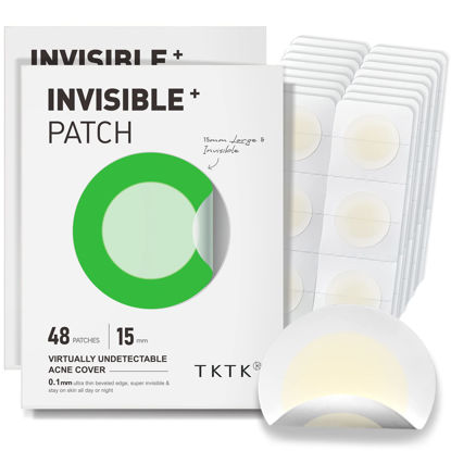 Picture of TKTK Pimple Patches, 15 mm Invisible Acne Patches for Face with Salicylic Acid, 0.01cm Extra Thin Outer Edge, Hydrocolloid Zit Patch for Pustule, Whitehead, Cystic Acne Spot, 96 Count