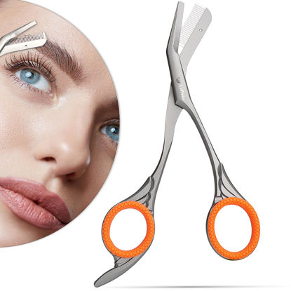 Picture of LePinko Eyebrow Trimming Scissors with Combs, Gifts For Men Women Stocking Stuffers, Gray