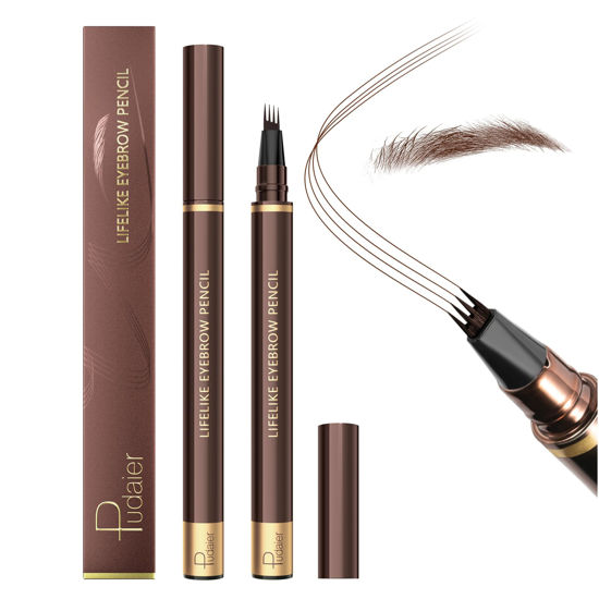 Picture of Espoce 2 Pack Eyebrow Pen, Waterproof Microblading Eyebrow Pencil, 4 Tip Precise Eye Brow Makeup Pen for Women to Effortlessly Create Hair Like Natural Brows, Non Dry Out and Last All Day (Dark Brown)
